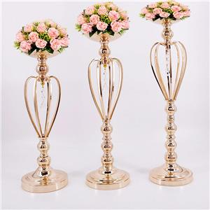 Vase couronne en métal doré, décoration de mariage