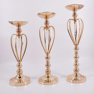 Vase couronne en métal doré, décoration de mariage