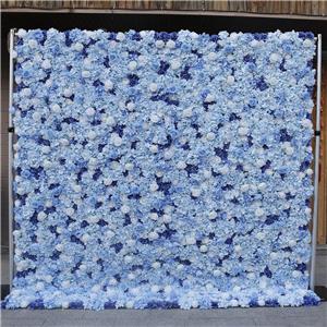 Sfondo di muro di fiori artificiali di rose blu
