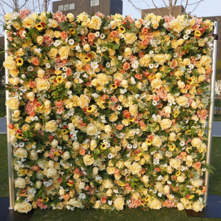 Decorazione di nozze con sfondo floreale giallo artificiale