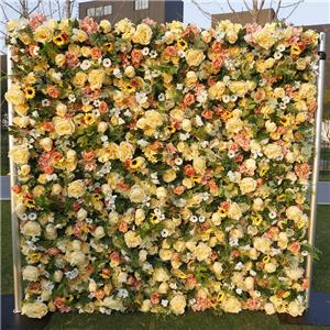 Decorazione di nozze con sfondo floreale giallo artificiale