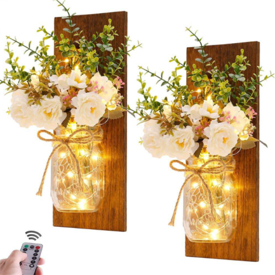 Светодиодное стеклянное украшение для стены Поддельная роза