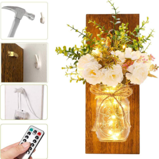 Décoration murale en verre LED fausse rose