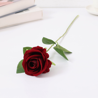 Rose simple artificielle en flanelle de 8 cm