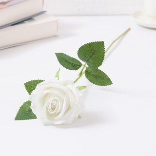 Rose simple artificielle en flanelle de 8 cm