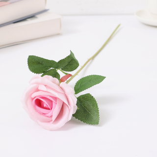 Rose simple artificielle en flanelle de 8 cm