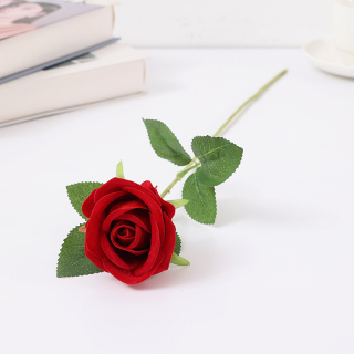 Rose simple artificielle en flanelle de 8 cm