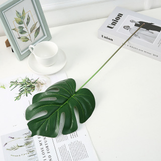 Feuilles artificielles en plastique vert à tige unique
