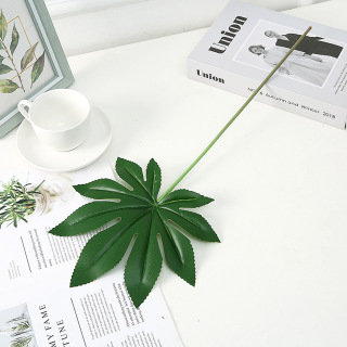 Feuilles artificielles en plastique vert à tige unique