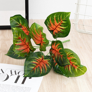 9 Forks Artificial Plastic Green Leaves