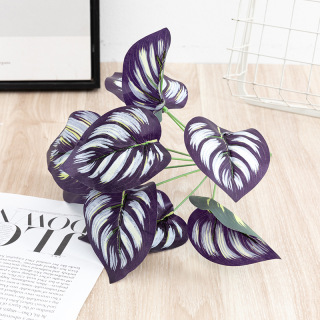 9 Forks Artificial Plastic Green Leaves