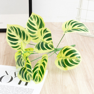 9 Forks Artificial Plastic Green Leaves