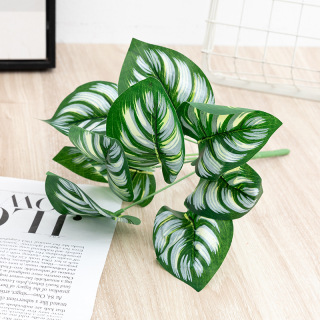 9 Forks Artificial Plastic Green Leaves