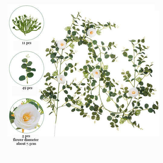 Искусственная эвкалиптовая розовая лоза