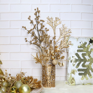 Décor de branche d'arbre en plastique doré
