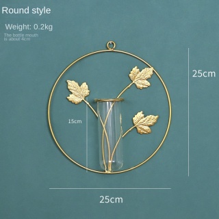 Decorazione da parete con anello in metallo con vaso di vetro