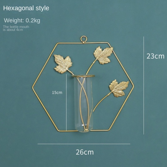 Decorazione da parete con anello in metallo con vaso di vetro