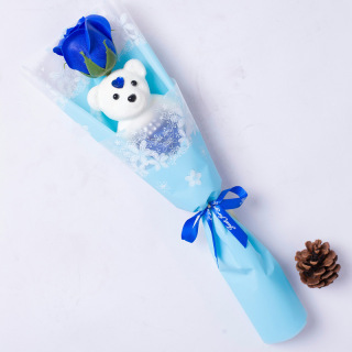 Singolo mini orsetto carino bouquet di fiori di sapone
