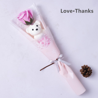 Singolo mini orsetto carino bouquet di fiori di sapone