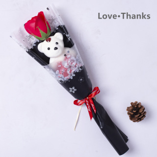 Singolo mini orsetto carino bouquet di fiori di sapone