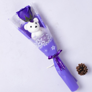 Singolo mini orsetto carino bouquet di fiori di sapone