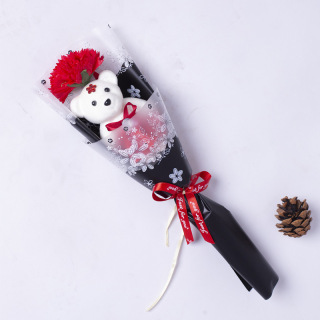 Singolo mini orsetto carino bouquet di fiori di sapone