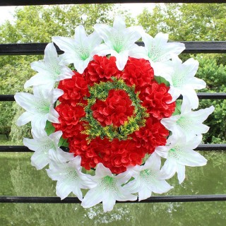 Couronnes funéraires de fleurs artificielles pour la décoration de cimetière