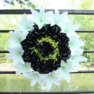 Couronnes funéraires de fleurs artificielles pour la décoration de cimetière