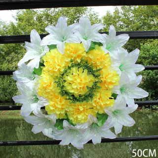 Couronnes funéraires de fleurs artificielles pour la décoration de cimetière
