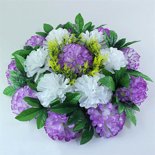 Couronne de fleurs funéraires artificielles en chrysanthème en soie