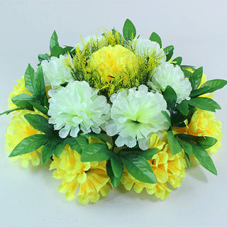 Couronne de fleurs funéraires artificielles en chrysanthème en soie