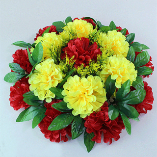 Couronne de fleurs funéraires artificielles en chrysanthème en soie