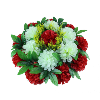 Couronne de fleurs funéraires artificielles en chrysanthème en soie