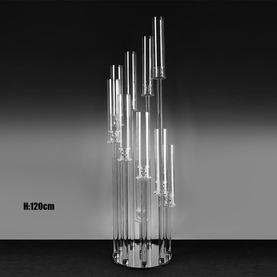 Portacandele in cristallo trasparente a 9 bracci