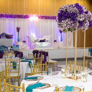 Puntelli per matrimoni Supporto per fiori geometrico in metallo dorato