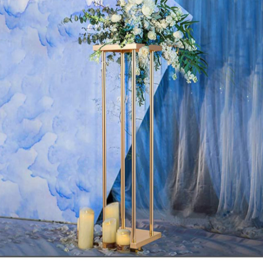 वेडिंग प्रॉप्स जियोमेट्रिक गोल्डन मेटल फ्लावर स्टैंड