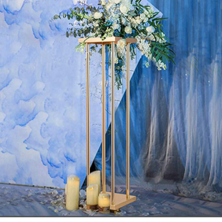 Puntelli per matrimoni Supporto per fiori geometrico in metallo dorato