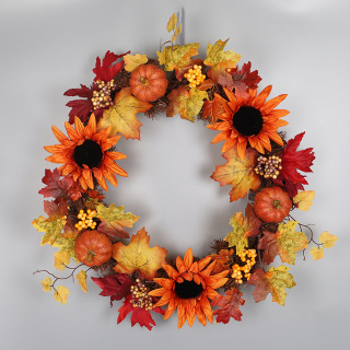 Guirlande de citrouille artificielle en forme de feuille d'érable pour Halloween