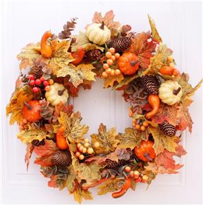 Guirlande de citrouille artificielle en forme de feuille d'érable pour Halloween