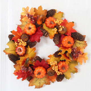Guirlande de citrouille artificielle en forme de feuille d'érable pour Halloween