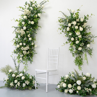 Decorazione ad arco di rosa bianca per piante artificiali