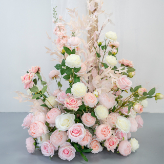 Set di decorazioni per scene di fila di fiori con palline di fiori di nozze
