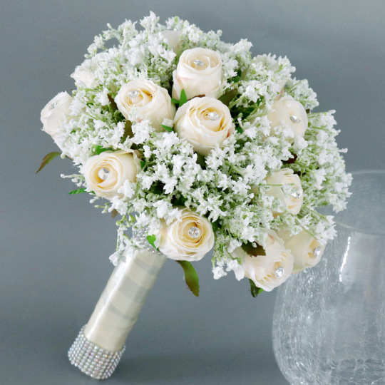 Fiori di seta artificiale Bouquet di rose Decorazione di nozze da sposa