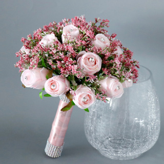 Fiori di seta artificiale Bouquet di rose Decorazione di nozze da sposa