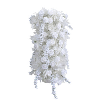 Sfondo di matrimonio in fila di fiori artificiali Arco di ortensie bianche