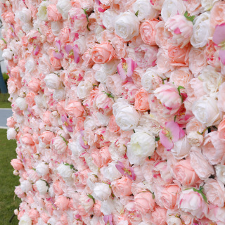Décoration de mariage toile de fond florale mur de fleurs roses