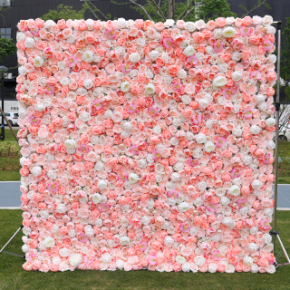 Decorazione di nozze Sfondo floreale Parete di fiori rosa
