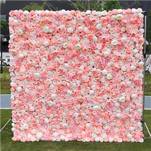 Décoration de mariage toile de fond florale mur de fleurs roses