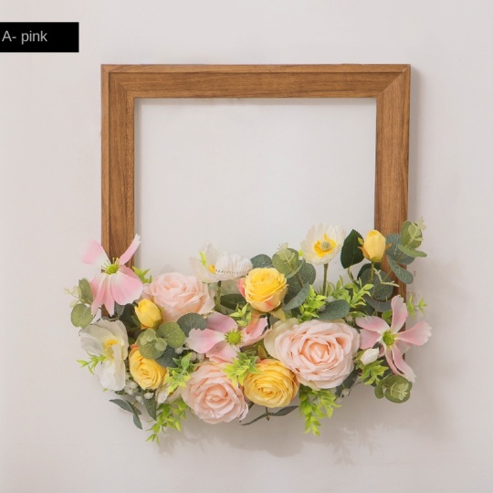 कृत्रिम फूलों की दीवार पर लटकाने वाला फोटो फ्रेम