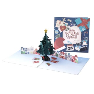 Biglietto d'auguri di Babbo Natale con pupazzo di neve